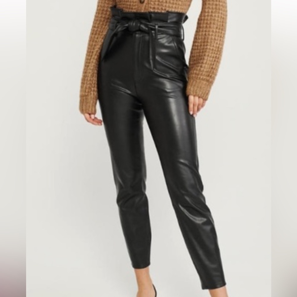 ABERCROMBIE & FITCH A&F Black Straight Leg Faux Leather Pants , size XS.